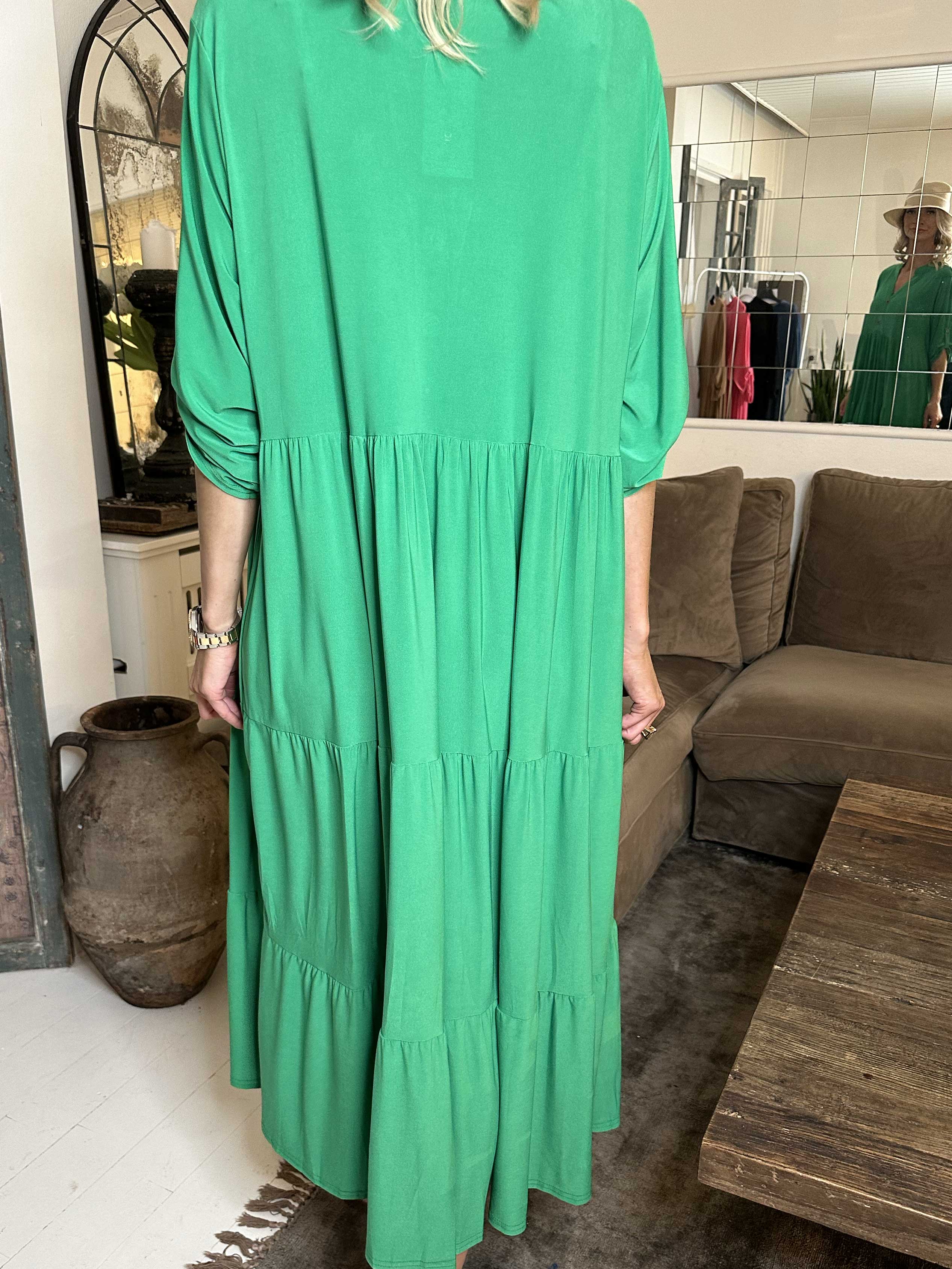 Milano Plain - Lång enfärgad klänning med lager på lager look